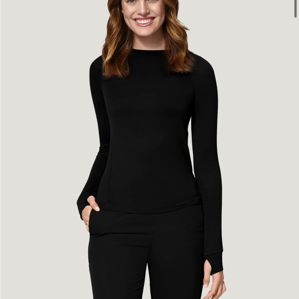 Mandala Women’s Underscrubs Long Sleeve Shirt Black XXS NWT